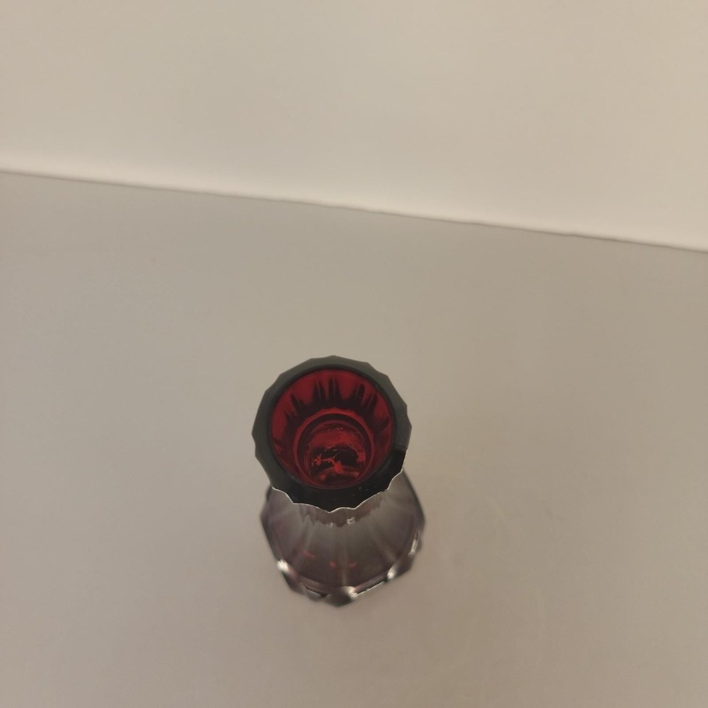 Vintage Wheaton Ruby Red Glass Bud Vase Bullseye Coin Dot MCM 9" Retro - Picture 5 of 7